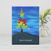 Frohe Abstrakte Paint Splash Weihnachtsbaum Einladung (Stehend Vorderseite)