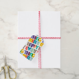 Frohe Alles farbenfrohe Weihnachtsgeschenk Tag Geschenkanhänger