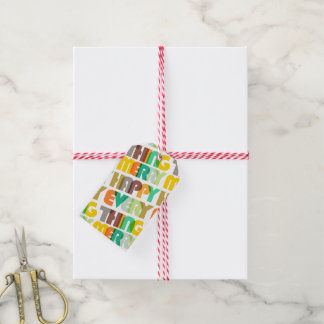 Frohe Alles farbenfrohe Weihnachtsgeschenk Tag Geschenkanhänger