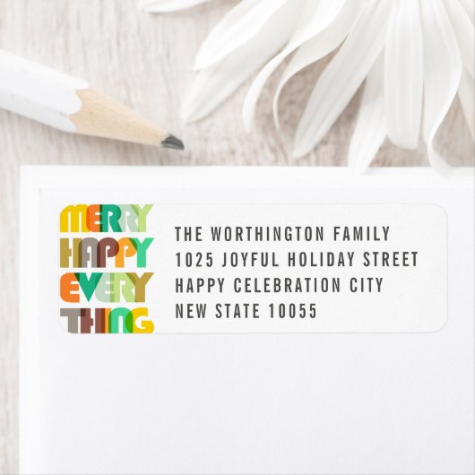 Frohe Alles farbige Typografie-Adresse (Insitu)