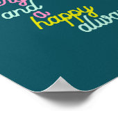 Frohe alles glücklich immer Minze Aquamarin Urlaub Poster (Ecke)