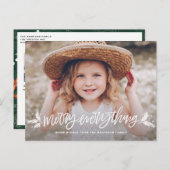 Frohe alles Hand Briefe Weihnachts-Foto Einladungspostkarte (Vorne/Hinten)