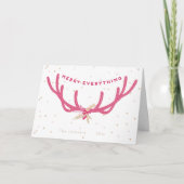 Frohe alles Pink Antlers Weihnachten auf Weiß (Vorderseite)