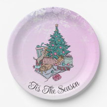 Frohe alles Rosa Weihnachtsbaum Katze und Hund