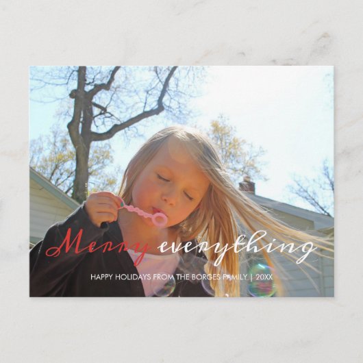 Frohe Alles Urlaub Foto Weihnachten Rot Weiß (Vorderseite)