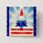 Frohe amerikanische Weihnachts Patriotic Tree Butt Button (Vorderseite)