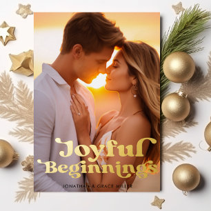 Frohe Anfänge Elegante moderne Minimal-Foto Folien Feiertagskarte