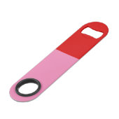 Frohe Ankunft in Rot und Rosa Speed Flaschenöffner (Rückseite Schrägansicht)