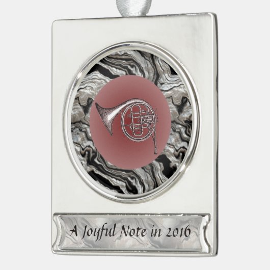 Frohe Anmerkungs-französisches Horn, das Banner-Ornament Silber (Links)