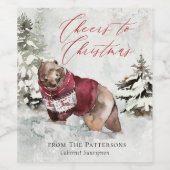 Frohe auf Weihnachten Rustikale Winterlandschaft Weinetikett (Einzelnes Label)