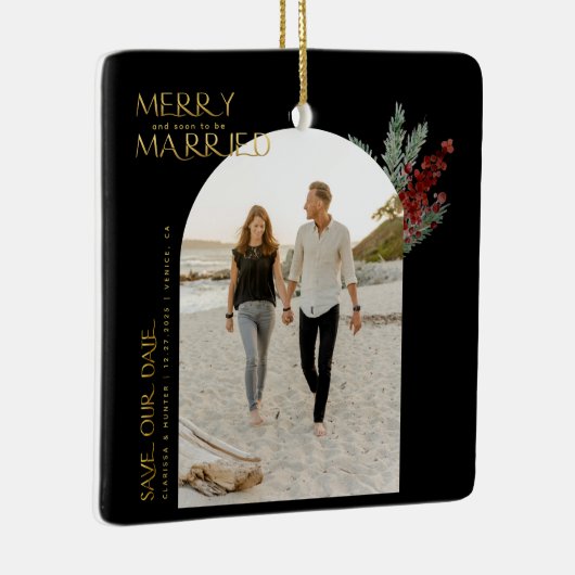 Frohe bald Verheiratet Weihnachten Save the Date Keramikornament (Rechts)
