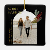 Frohe bald Verheiratet Weihnachten Save the Date Keramikornament (Rückseite)