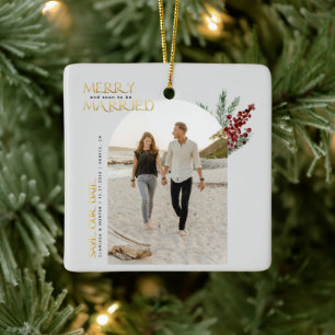Frohe bald Verheiratet Weihnachten Save the Date Keramikornament