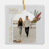 Frohe bald Verheiratet Weihnachten Save the Date Keramikornament (Vorderseite)