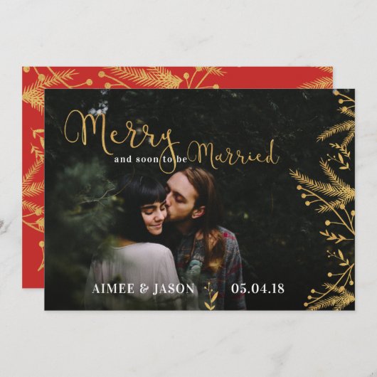 Frohe bald Verheiratet Weihnachten Save the Date s (Vorne/Hinten)