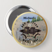 Frohe Bar Mitzwa Jerusalem Kotel Klagemauer Button (Vorne & Hinten)