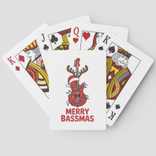 Frohe Bassmas Bassgitarre Typografie Santa Hut Spielkarten