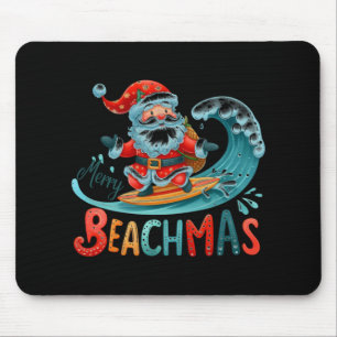 Frohe Beachmas Weihnachtsmann Surfen Retro Design Mousepad
