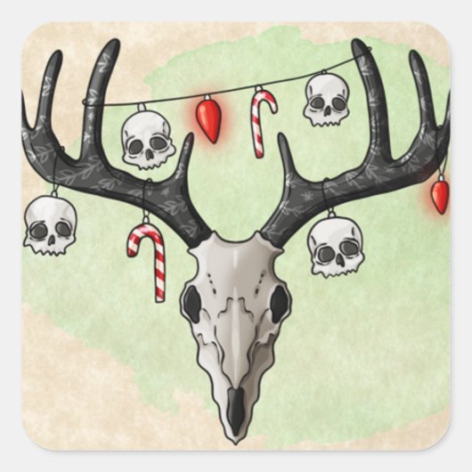 Frohe Beängstigende Weihnachtsmarken Quadratischer Aufkleber (Vorderseite)