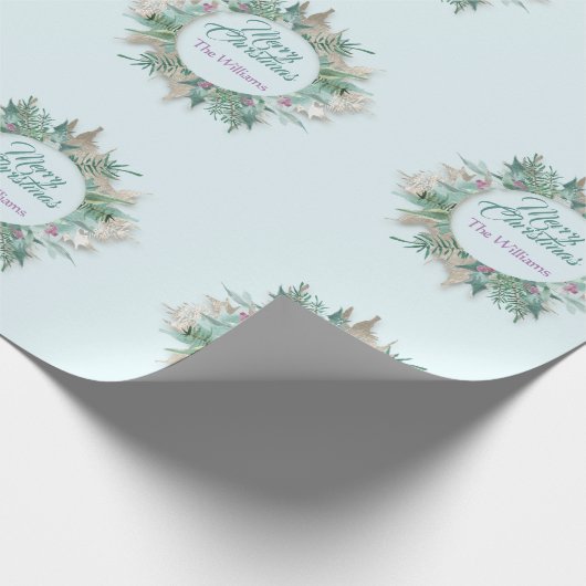 Frohe Belly Weihnachtsfeiertage Lila Mint Blue Geschenkpapier (Ecke)