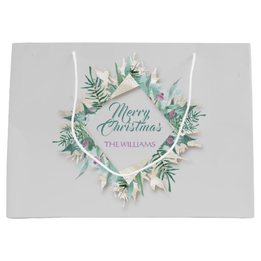 Frohe Belly Weihnachtsfeiertage Wreath Elfenbeinkü Große Geschenktüte (Vorderseite)