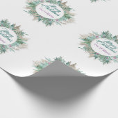 Frohe Belly Weihnachtsfeiertage Wreath Name White Geschenkpapier (Ecke)