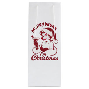 Frohe Betrunken Ich bin Weihnachten Cocktail Snark Geschenktüte Für Weinflaschen