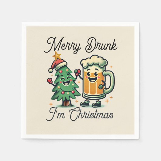 Frohe Betrunkene Weihnachten Serviette (Vorderseite)