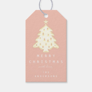 Frohe Bezeichnung Weihnachtsbaum Rose Gold Geschenkanhänger