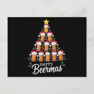 Frohe Biermas Bierkrug Weihnachtsbaum Santa Hut Feiertagspostkarte