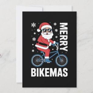 Frohe Bikemas Weihnachtsmann Fahrrad Schneeflocken Einladung