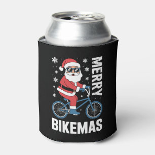 Frohe Bikemas Weihnachtsmann fährt Fahrrad Schneef Dosenkühler