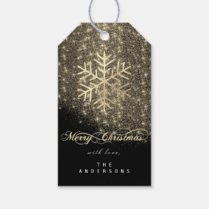 Frohe bis Feiertag Geschenk Tag Black Gold Snowfla Geschenkanhänger