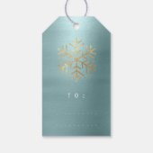 Frohe bis Feiertag Geschenk Tag Eis Blaue Goldene Geschenkanhänger (Rückseite)