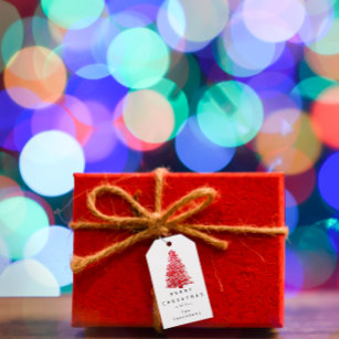 Frohe bis Feiertag Weihnachtsbaum rot Schwarz-weiß Geschenkanhänger