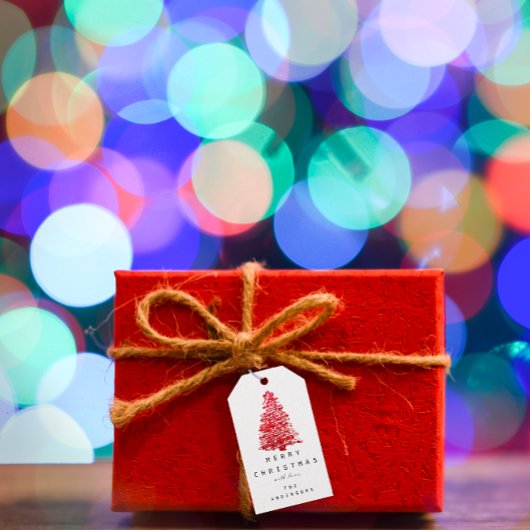 Frohe bis Feiertag Weihnachtsbaum rot Schwarz-weiß Geschenkanhänger