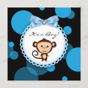 Frohe Blaue-Affen-Baby-Party Einladung