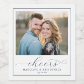 Frohe Blaue Moderne Foto Weinetikett (Einzelnes Label)