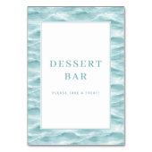 Frohe Blaue Wasserwelle Dessertbar Schild Tischnummer (Rückseite)