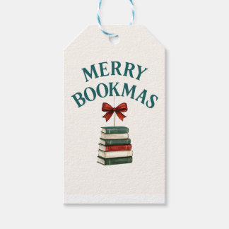 Frohe Bookmas Weihnachten Vintage Geschenkanhänger
