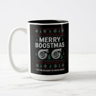 Frohe Boostmas Turbo Weihnachtspullover Autorennen Zweifarbige Tasse