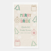 Frohe & Braut Weihnachts-Brautjungferfeier Serviette (Vorderseite)