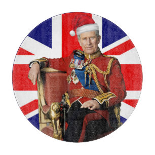 Frohe britische Weihnachten König Charles III Schneidebrett