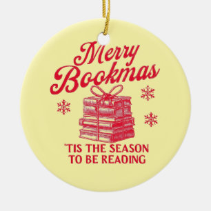 Frohe Buchweihnacht, es ist die Zeit zum Lesen Keramik Ornament