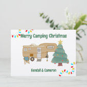 Frohe Camping Weihnachts-Fifth Wheel Grußkarte Einladung (Stehend Vorderseite)