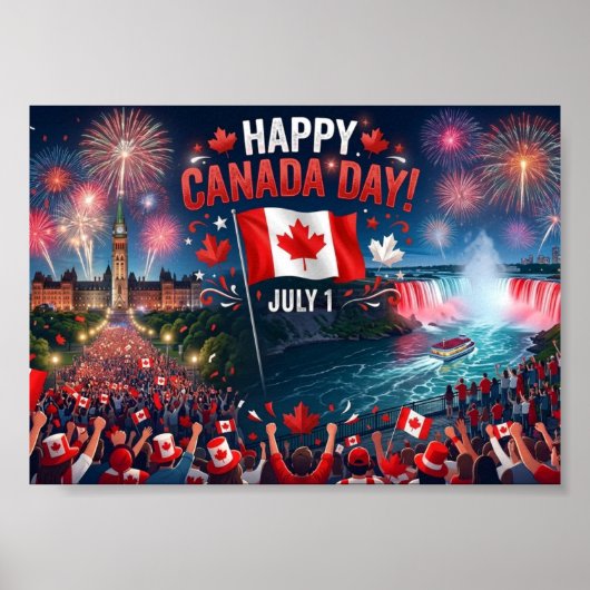 Frohe Canada Day-Feierlichkeiten Feuerwerk Poster (Vorne)