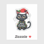 Frohe Catmas Black Cat Weihnachten Weihnachten Wei Aufkleber (Blatt)