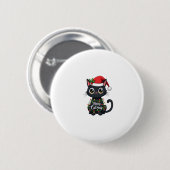 Frohe Catmas Black Cat Weihnachten Weihnachten Wei Button (Vorne & Hinten)