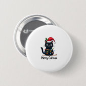 Frohe Catmas Black Cat Weihnachten Weihnachten Wei Button (Vorne & Hinten)