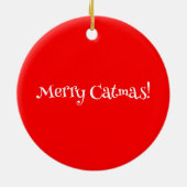 Frohe Catmas Festive Black Cat Weihnachtsmannmütze Keramik Ornament (Hinten)